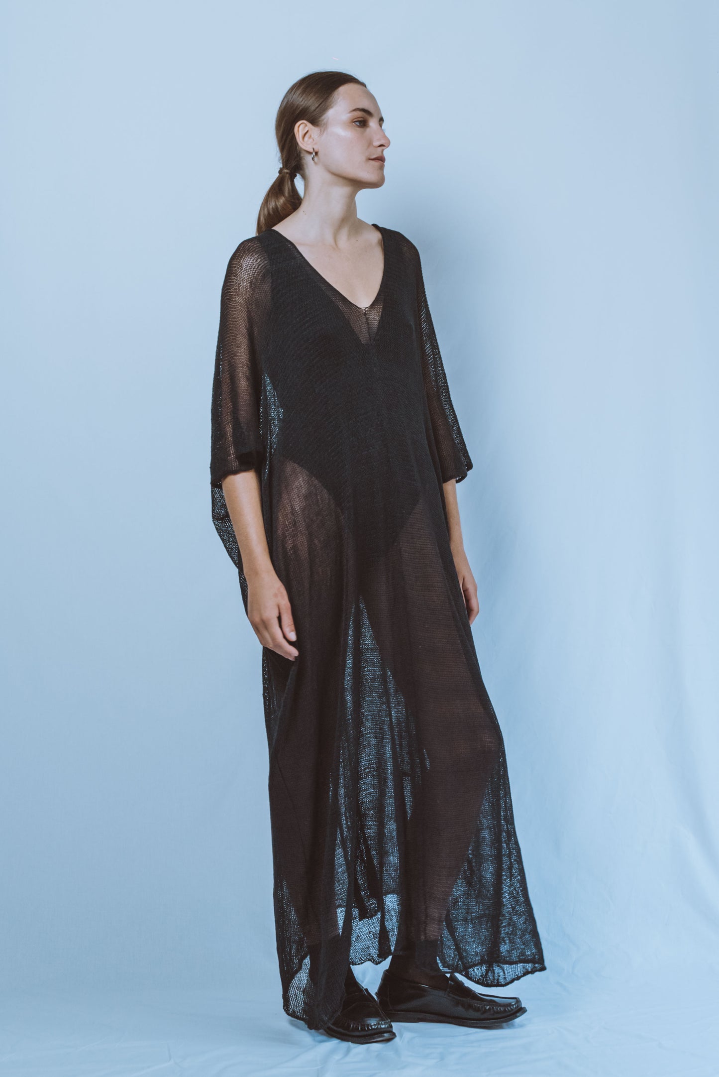 Long straight V-neck Tunic