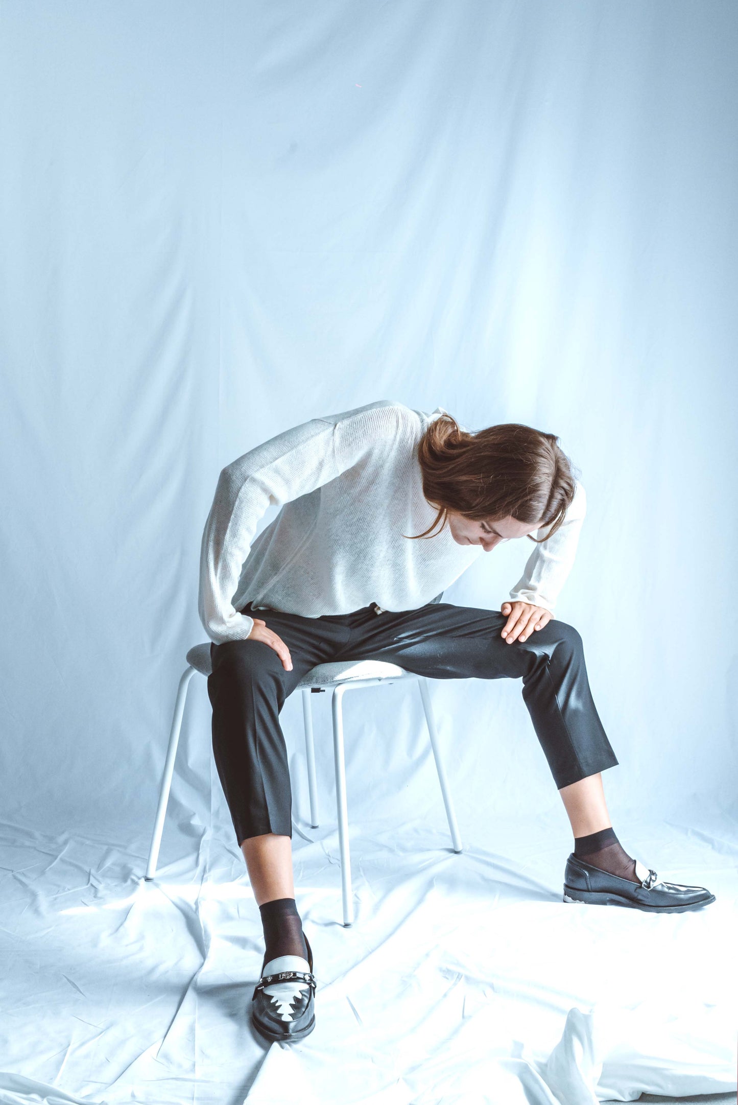 Long-sleeved top with high neck