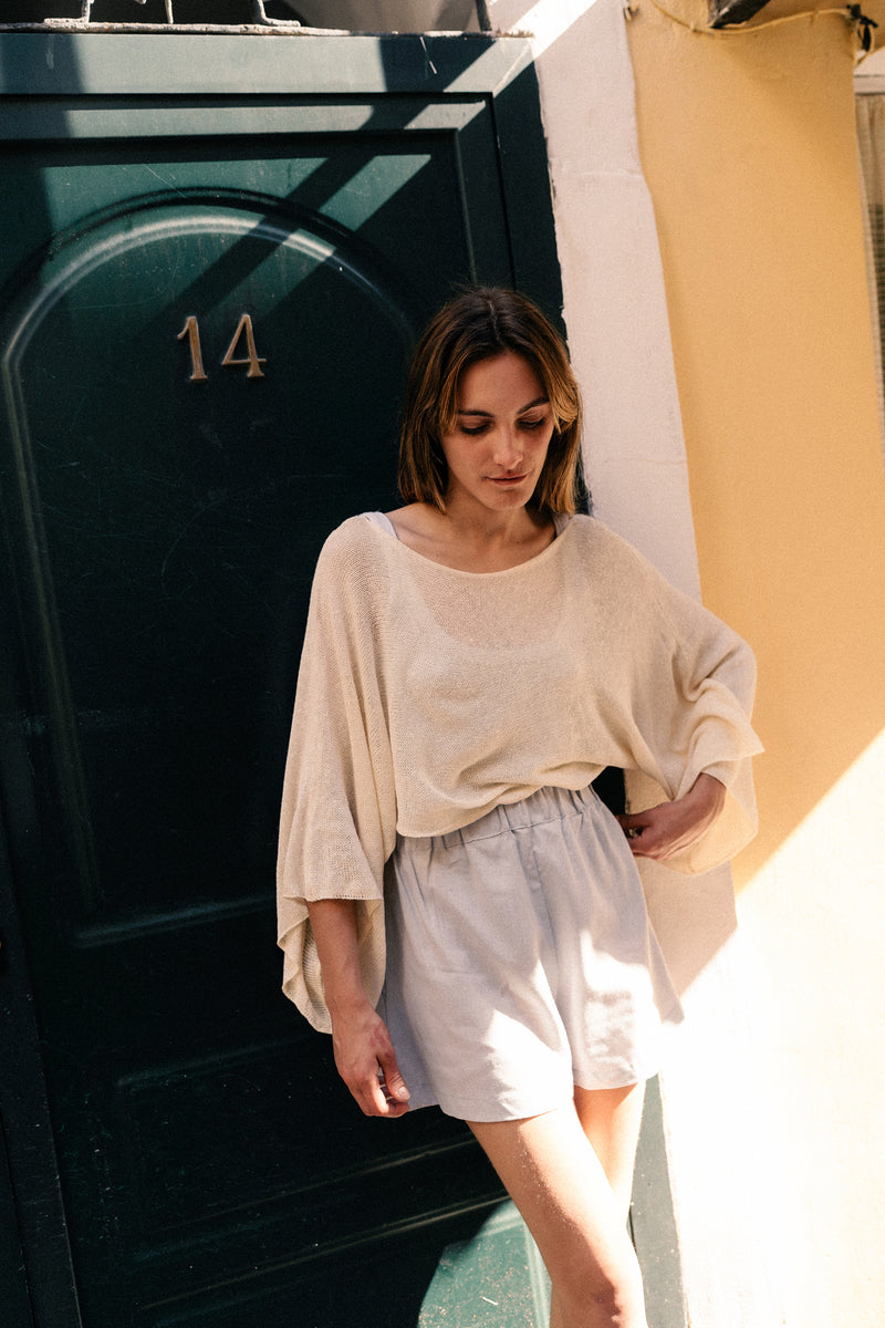 Wide elastic short grey