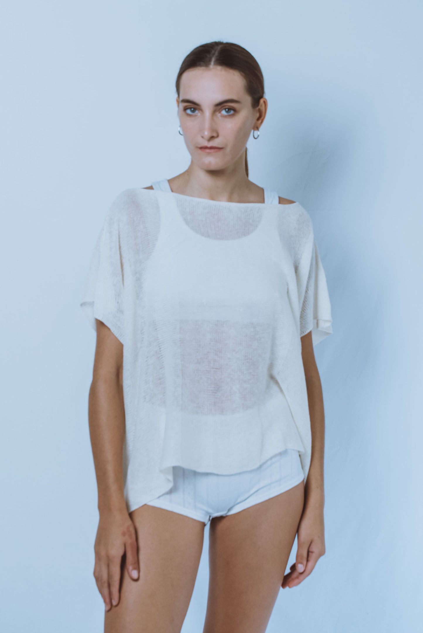 Oversized top with denser lines