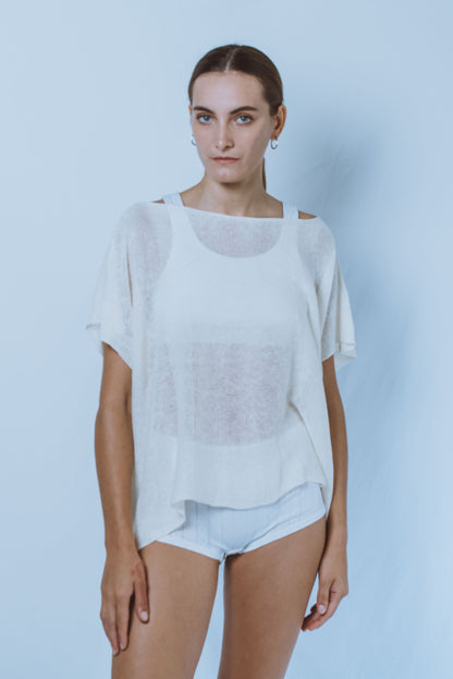 Oversized top with denser lines