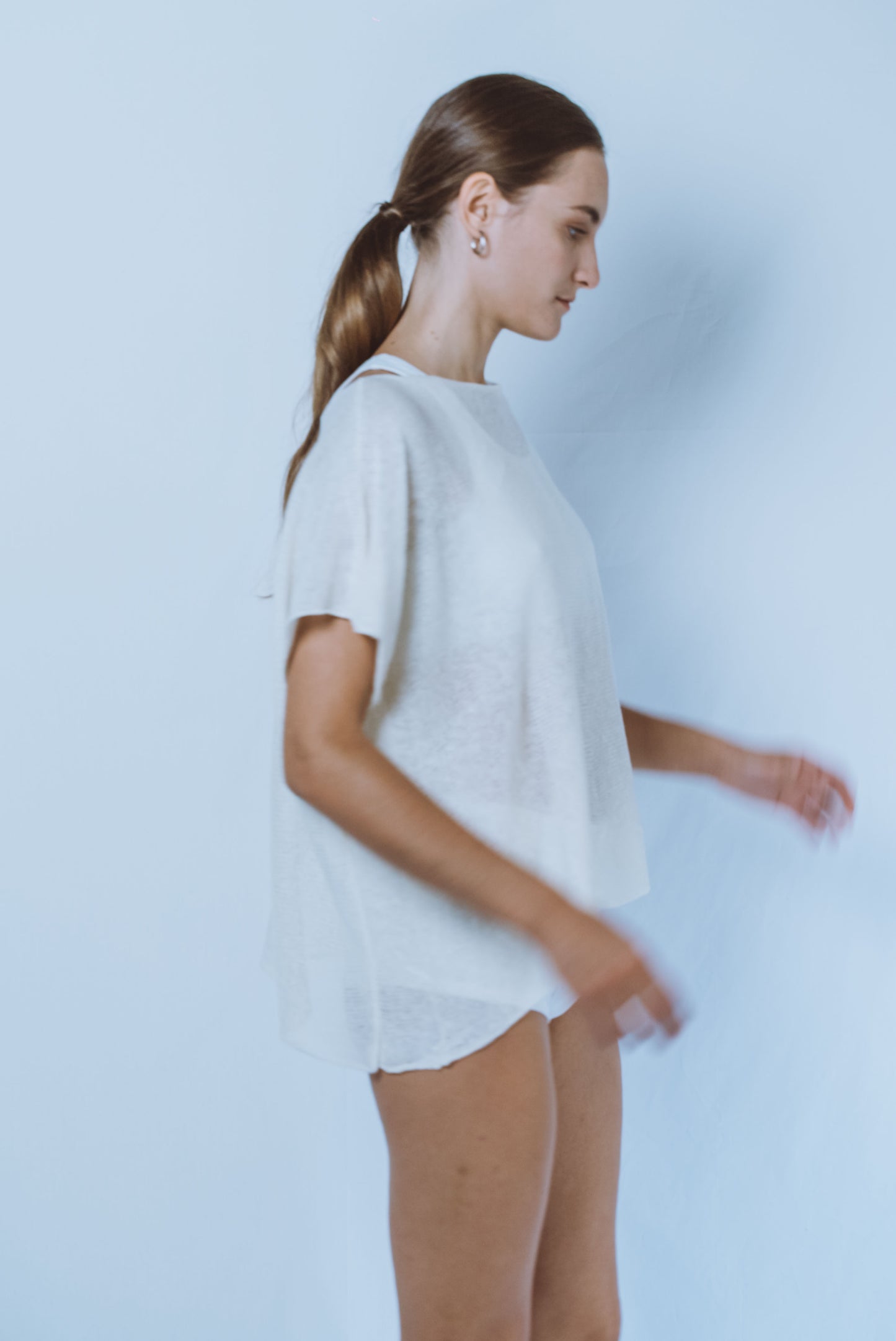 Oversized top with denser lines