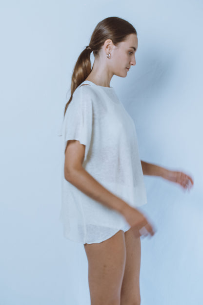 Oversized top with denser lines