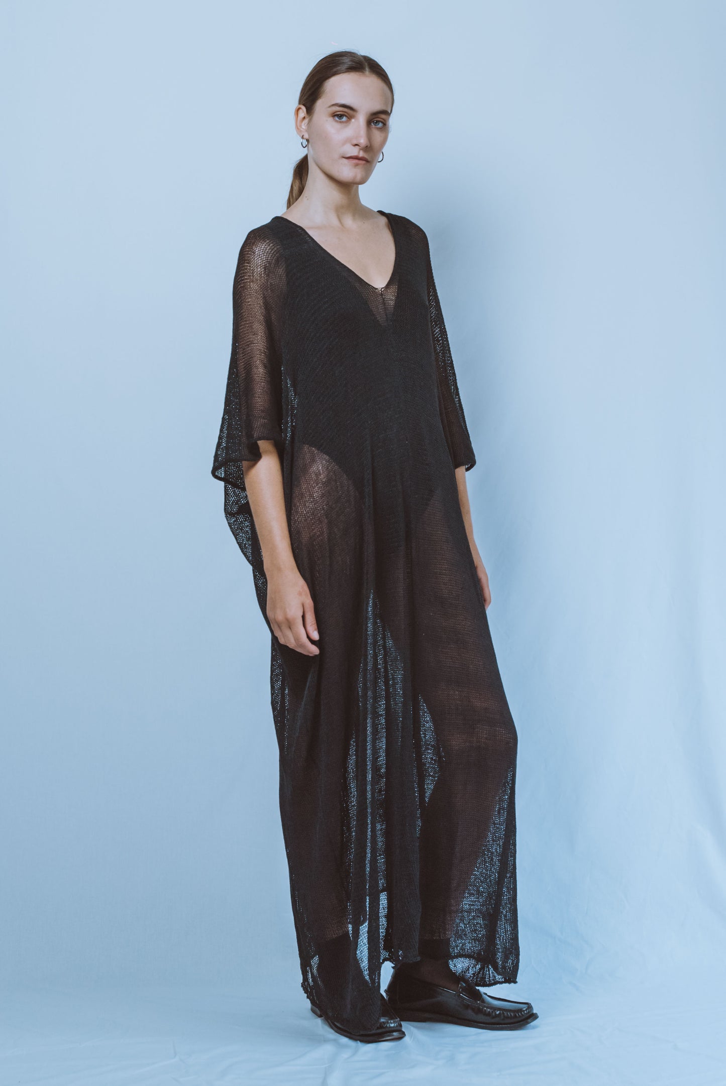 Long straight V-neck Tunic