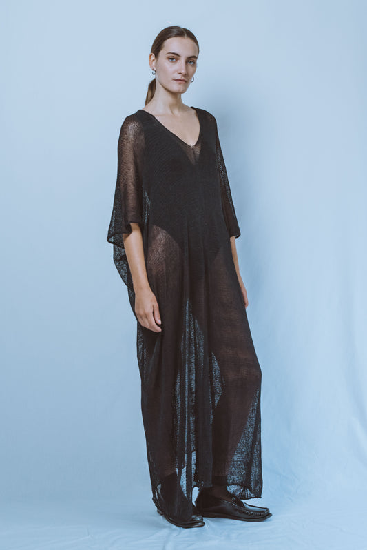 Long straight V-neck Tunic