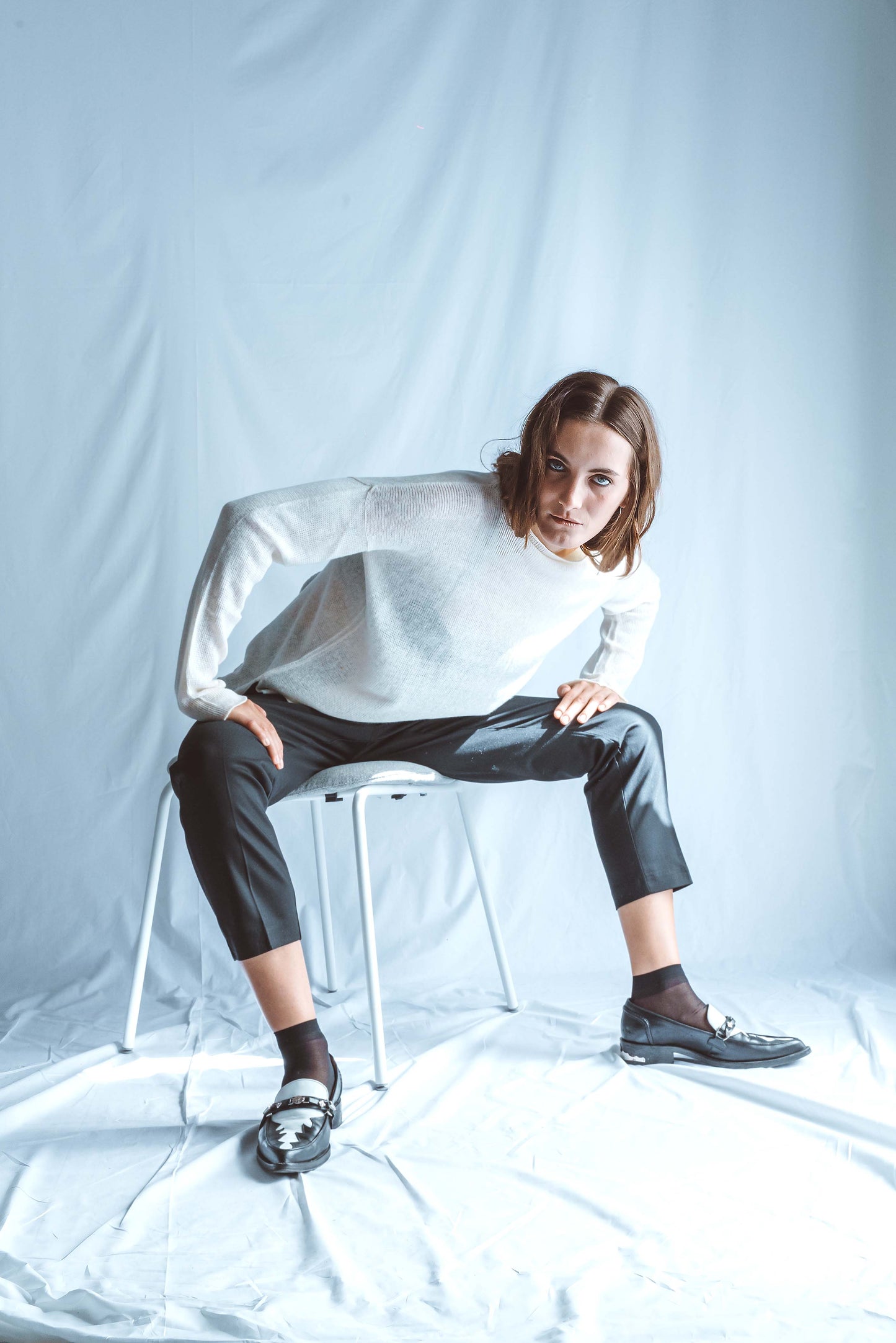 Long-sleeved top with high neck