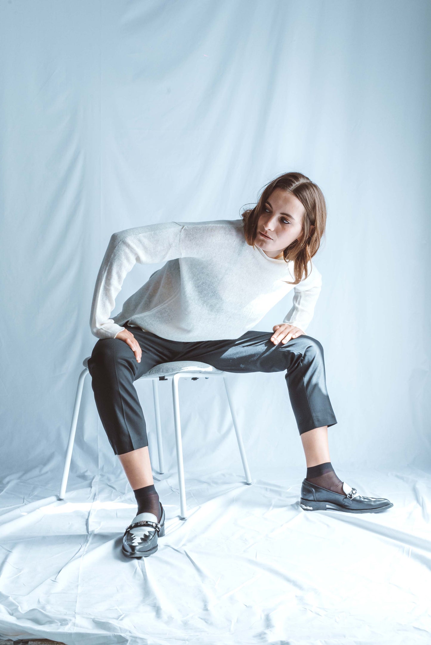 Long-sleeved top with high neck