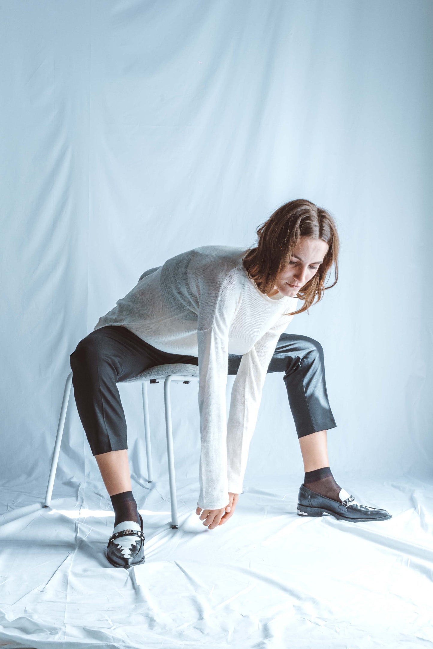 Long-sleeved top with high neck