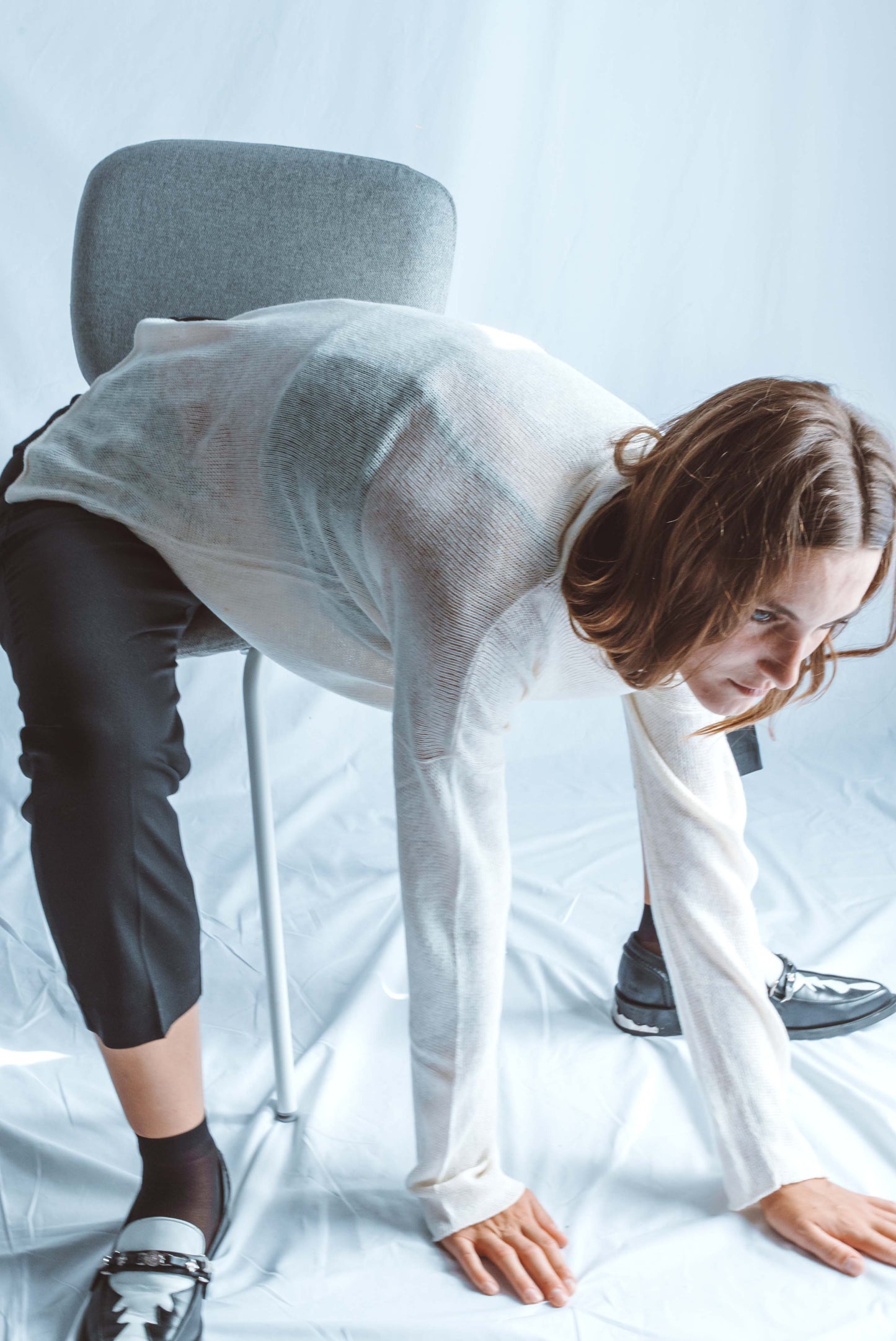 Long-sleeved top with high neck