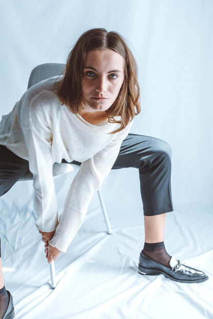 Long-sleeved top with high neck