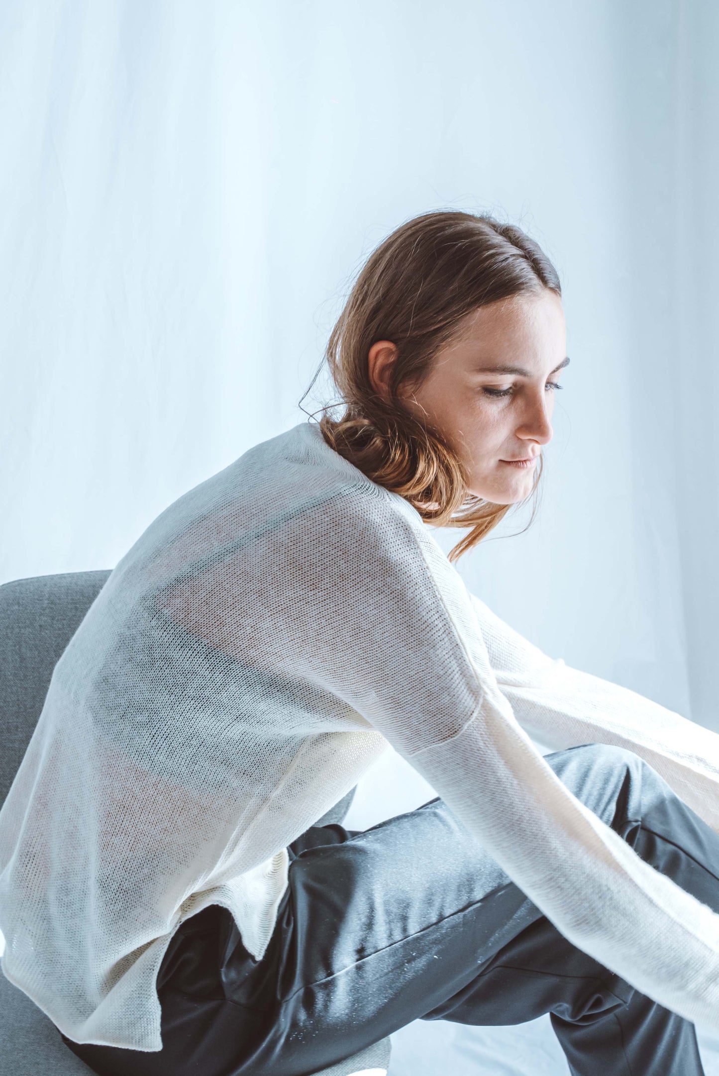 Long-sleeved top with high neck
