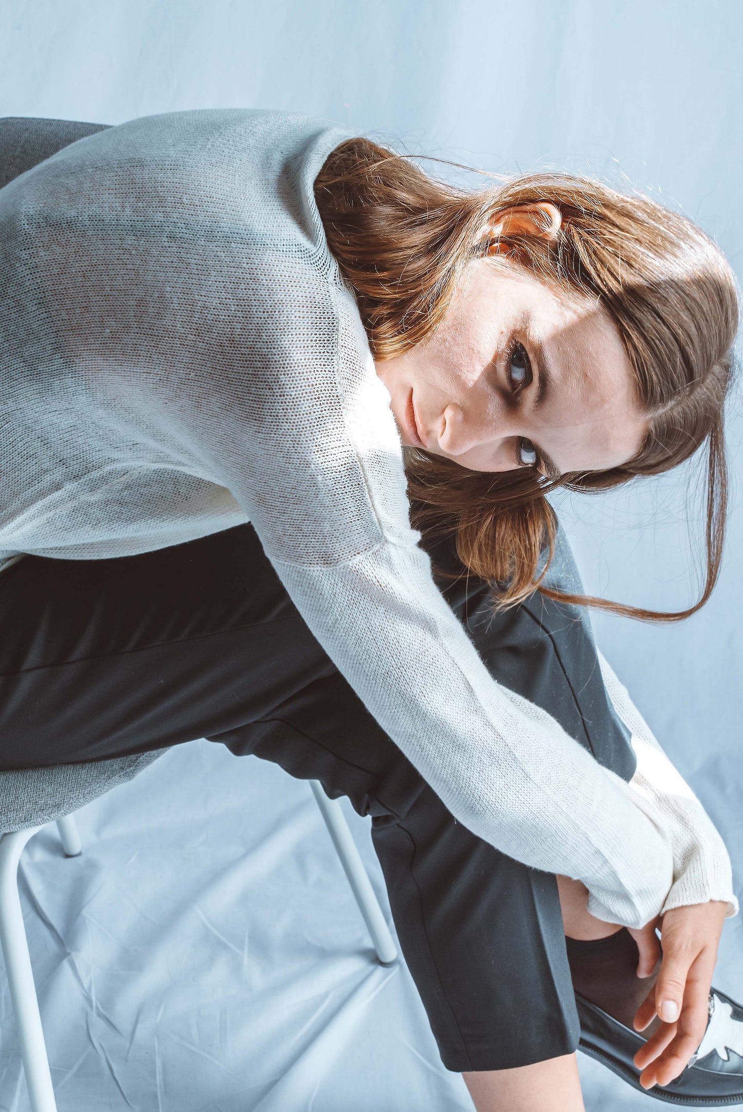 Long-sleeved top with high neck