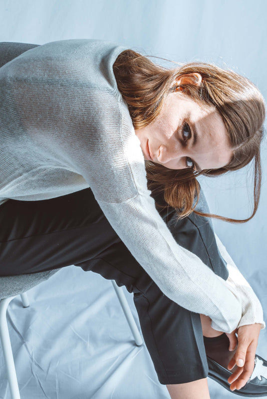 Long-sleeved top with high neck