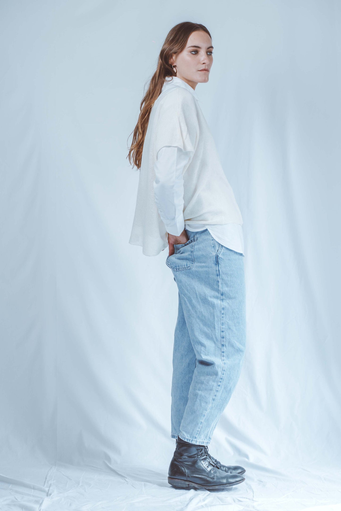Oversized top with denser lines