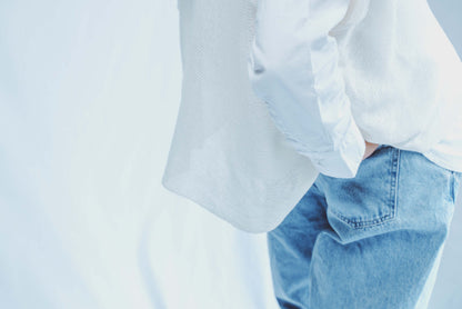 Oversized top with denser lines