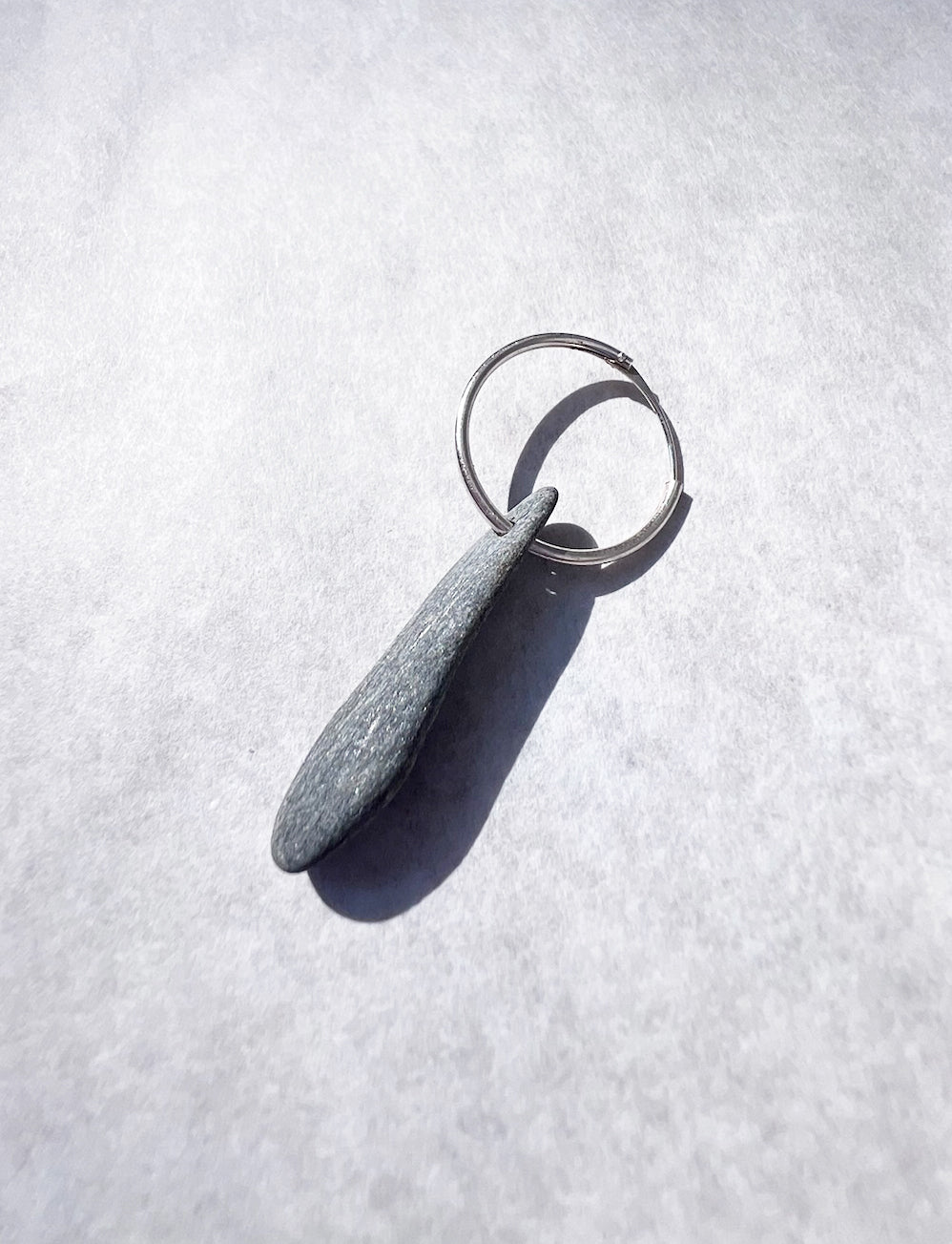 Stone and silver one piece ring earring