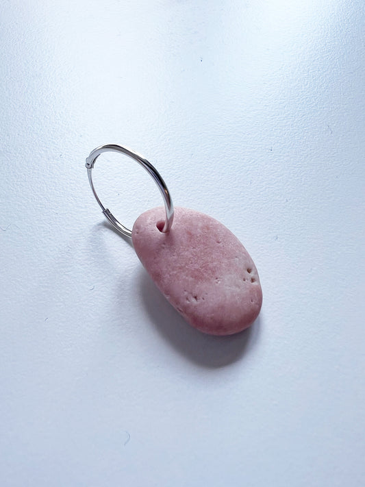 Stone and silver one piece ring earring