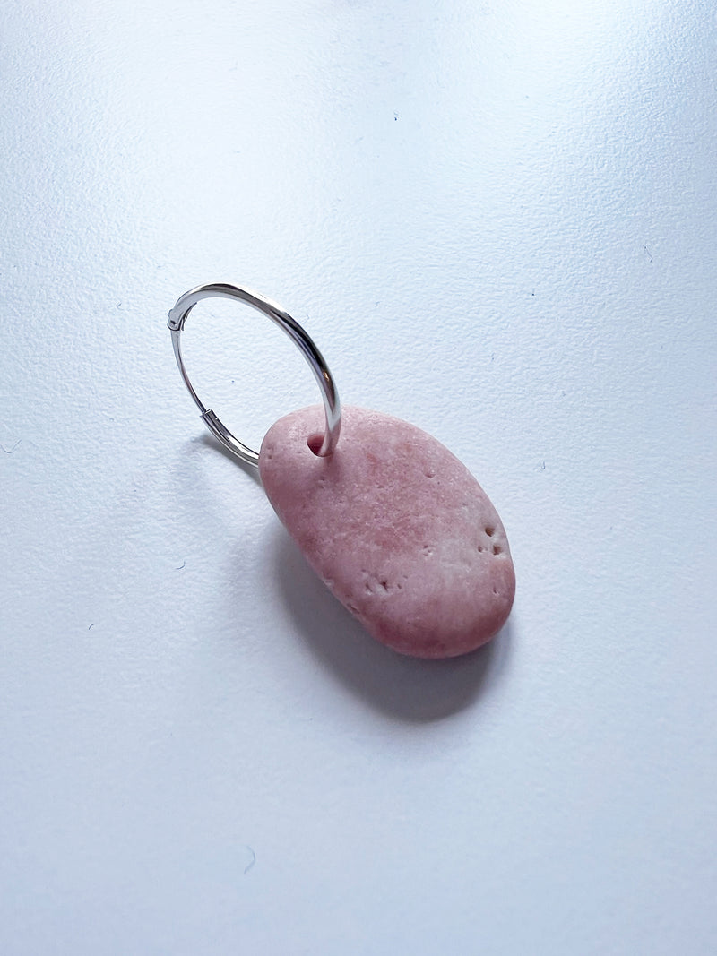 Stone and silver one piece ring earring