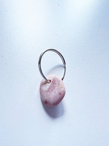 Stone and silver one piece ring earring