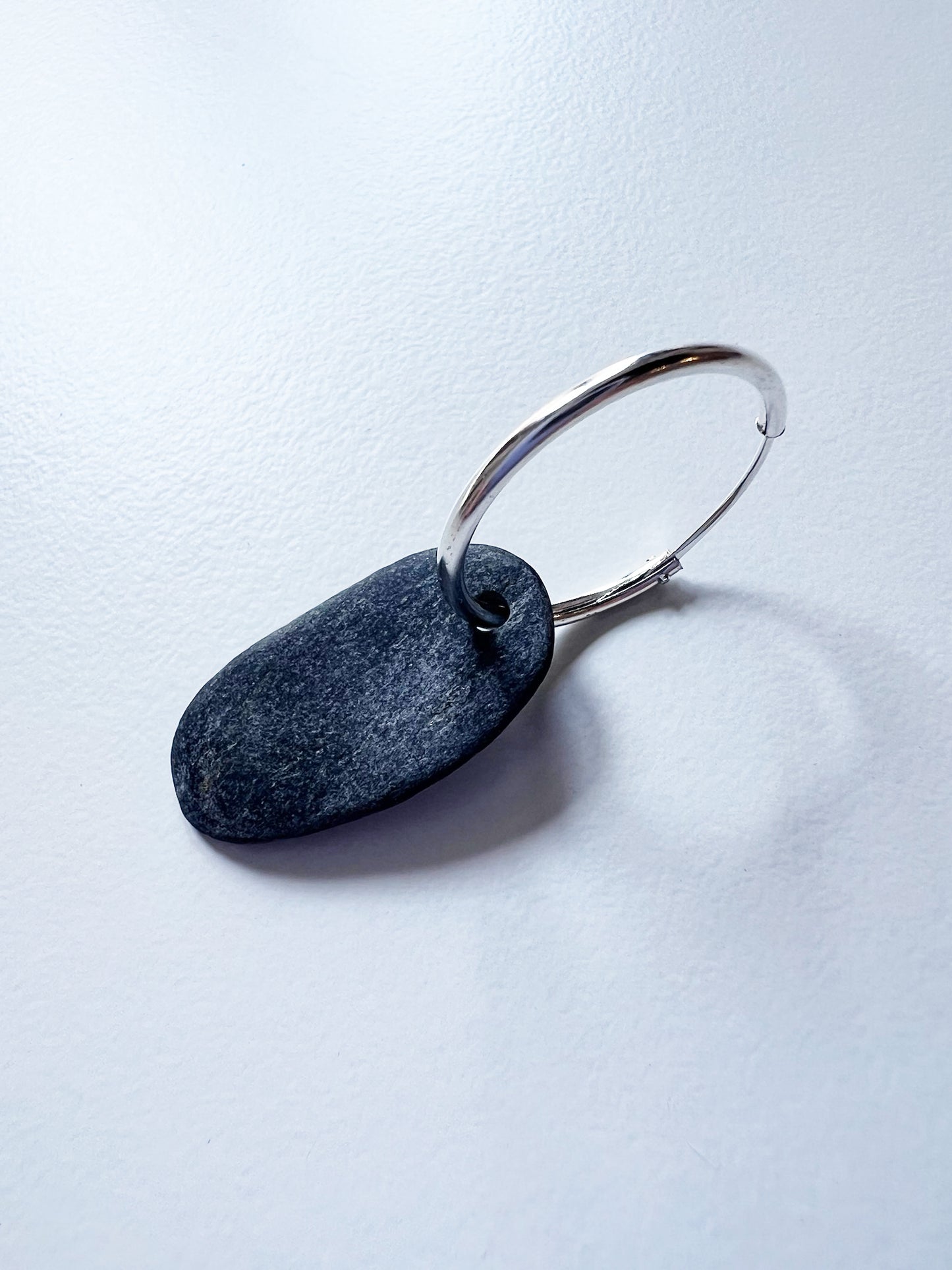 Stone and silver one piece ring earring