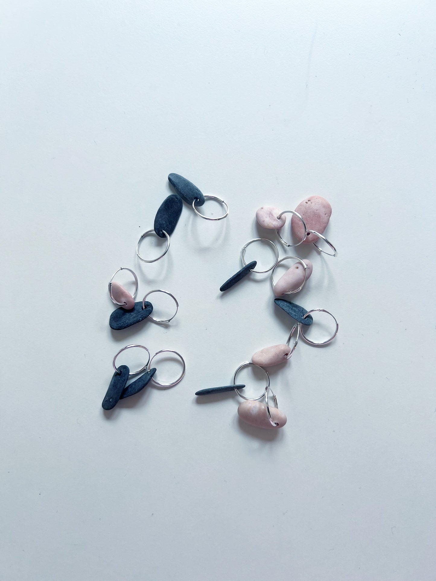 Stone and silver one piece ring earring