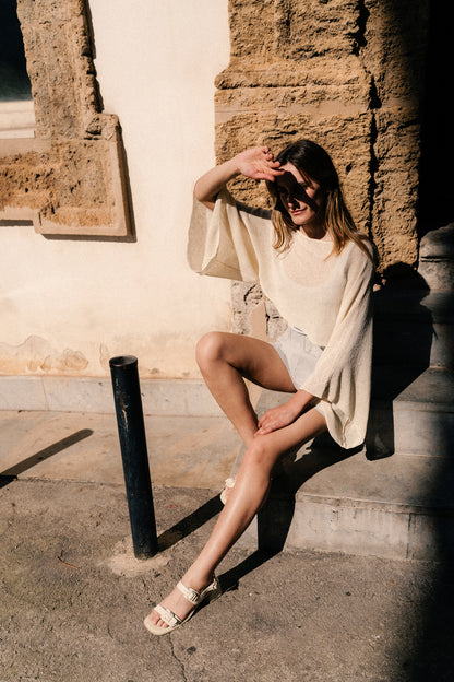 Wide-sleeve rectangle top