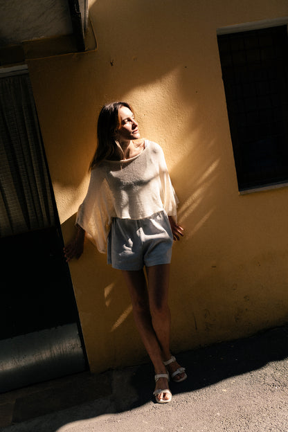 Wide-sleeve rectangle top