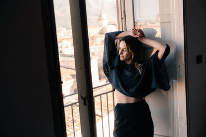 Wide-sleeve rectangle top