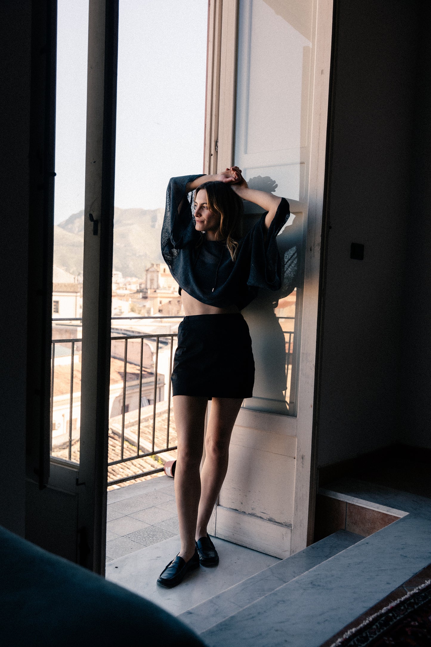 Wide-sleeve rectangle top